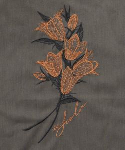 フリンジシフォン巻きスカート付き花刺繍パンツ-12