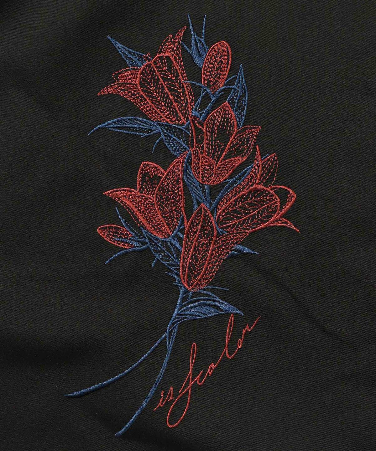 フリンジシフォン巻きスカート付き花刺繍パンツ-14