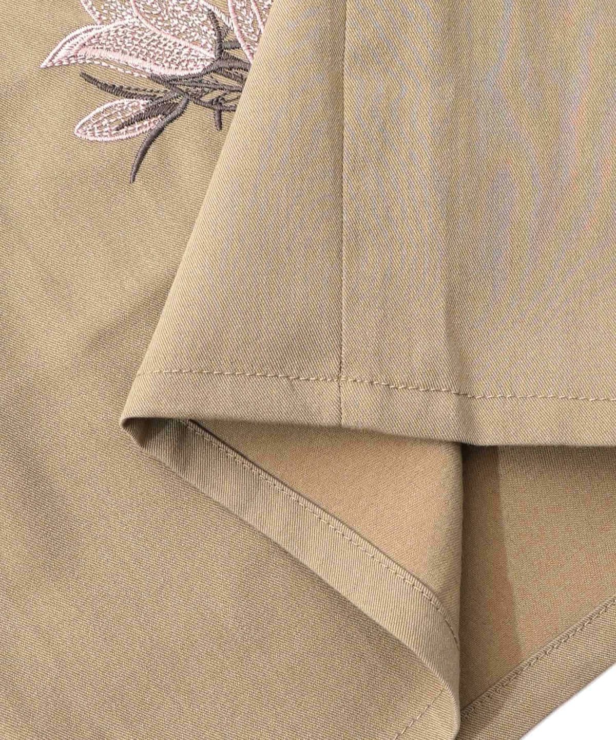 フリンジシフォン巻きスカート付き花刺繍パンツ-20