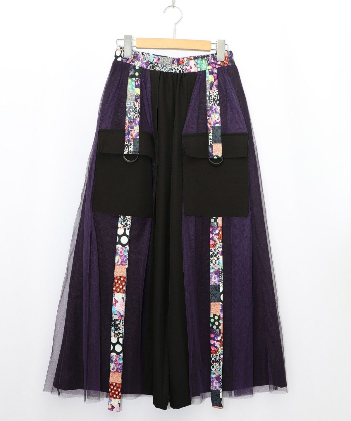 チュールとラインテープのカーゴスカート-12