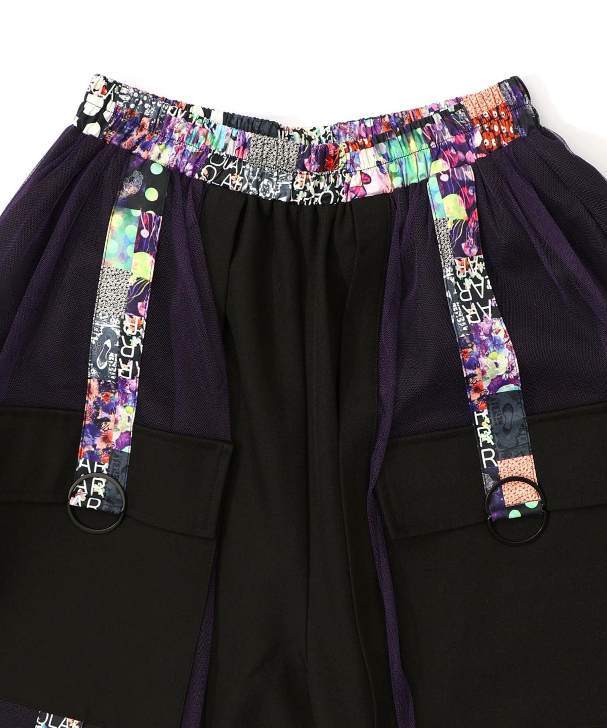 チュールとラインテープのカーゴスカート-15