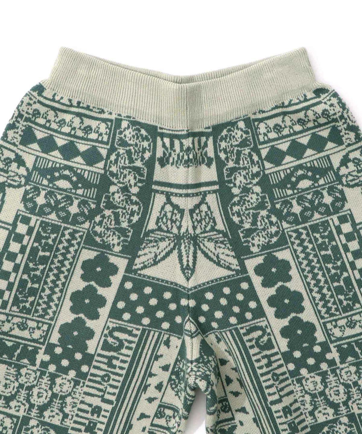 ネコと蝶と植物のエスニック風ニットパンツ-12