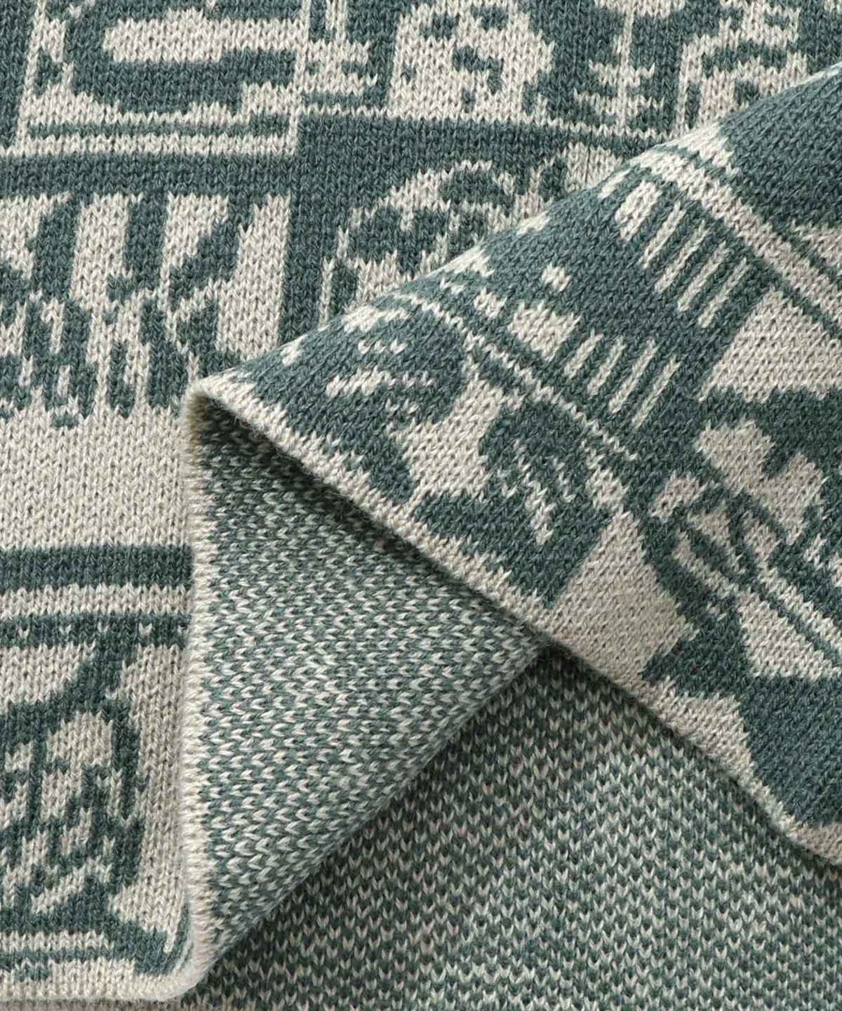 ネコと蝶と植物のエスニック風ニットパンツ-14