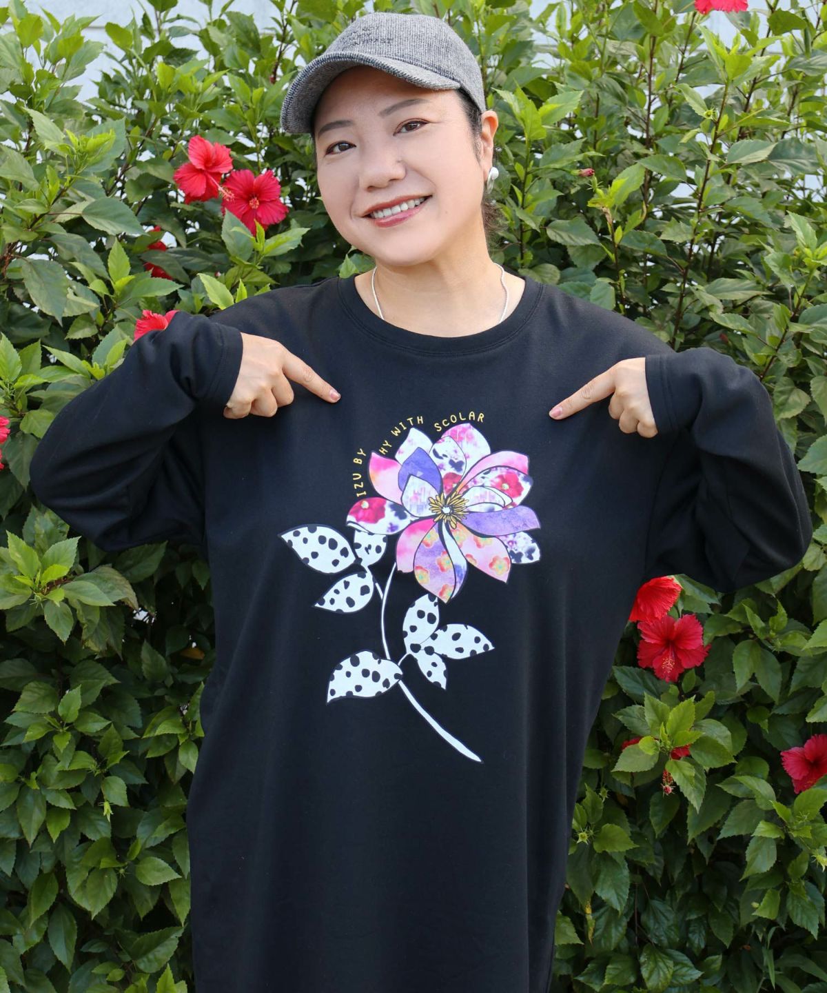 仲宗根泉(HY)コラボ アート柄花柄チュニック-5