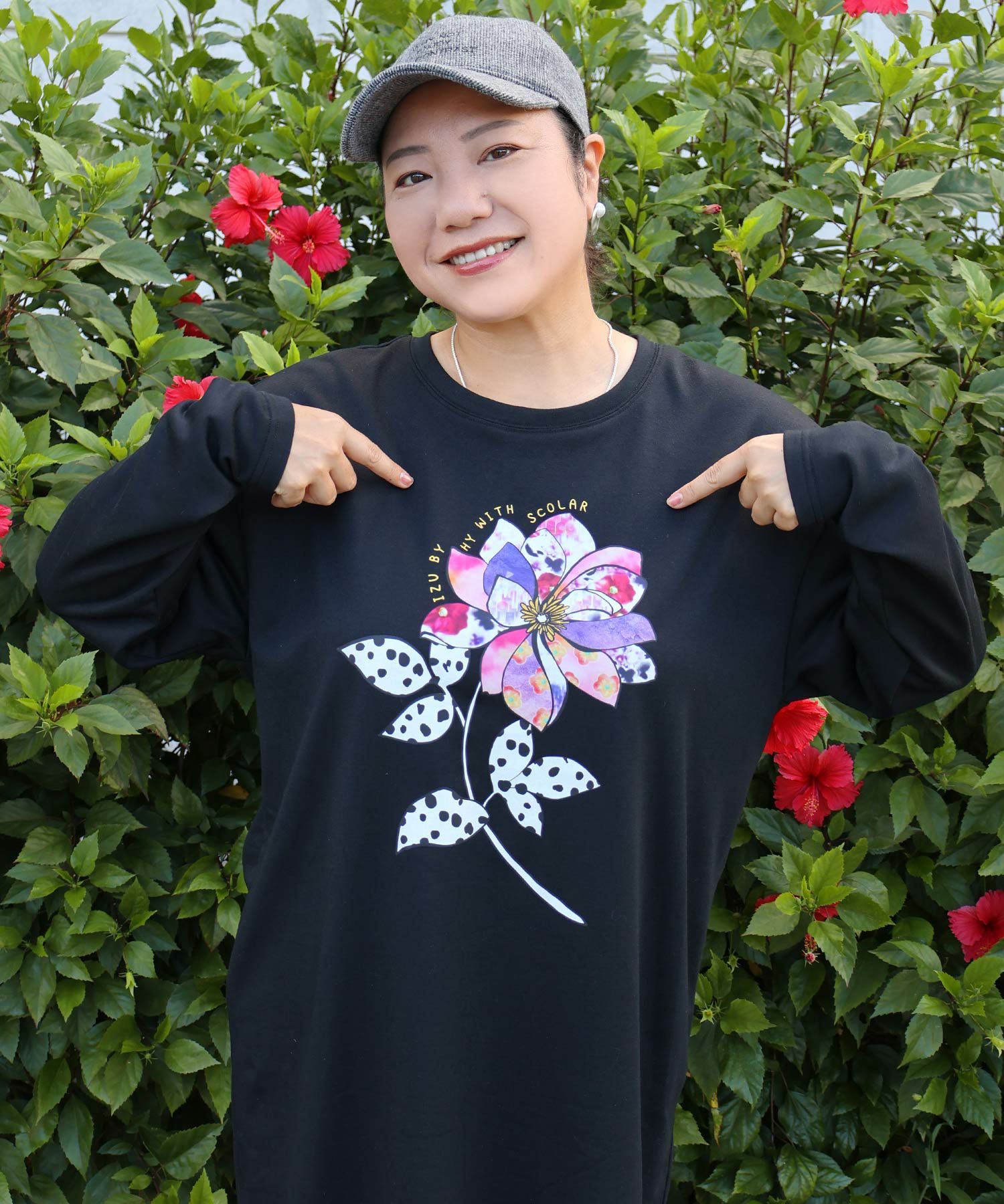 仲宗根泉(HY)コラボ アート柄花柄チュニック-5