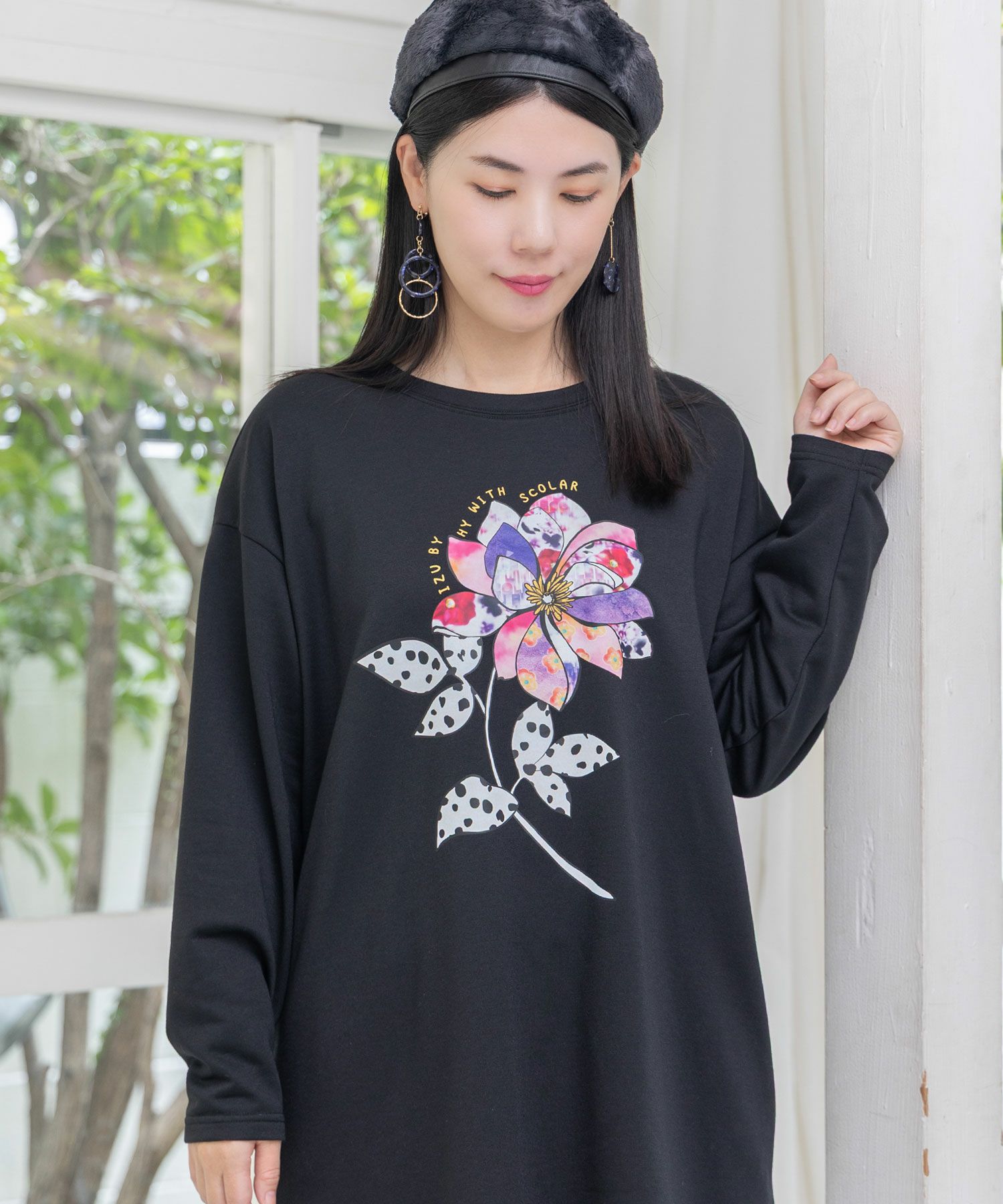 仲宗根泉(HY)コラボ アート柄花柄チュニック-13