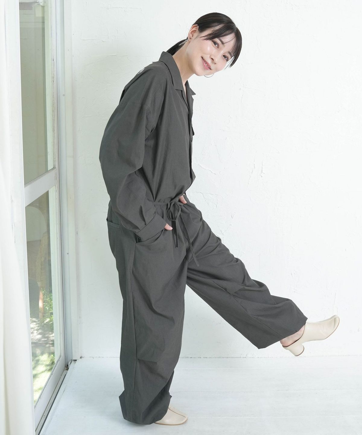 Parityキャラ宇宙刺繍 洗い加工ジャンプスーツ-4