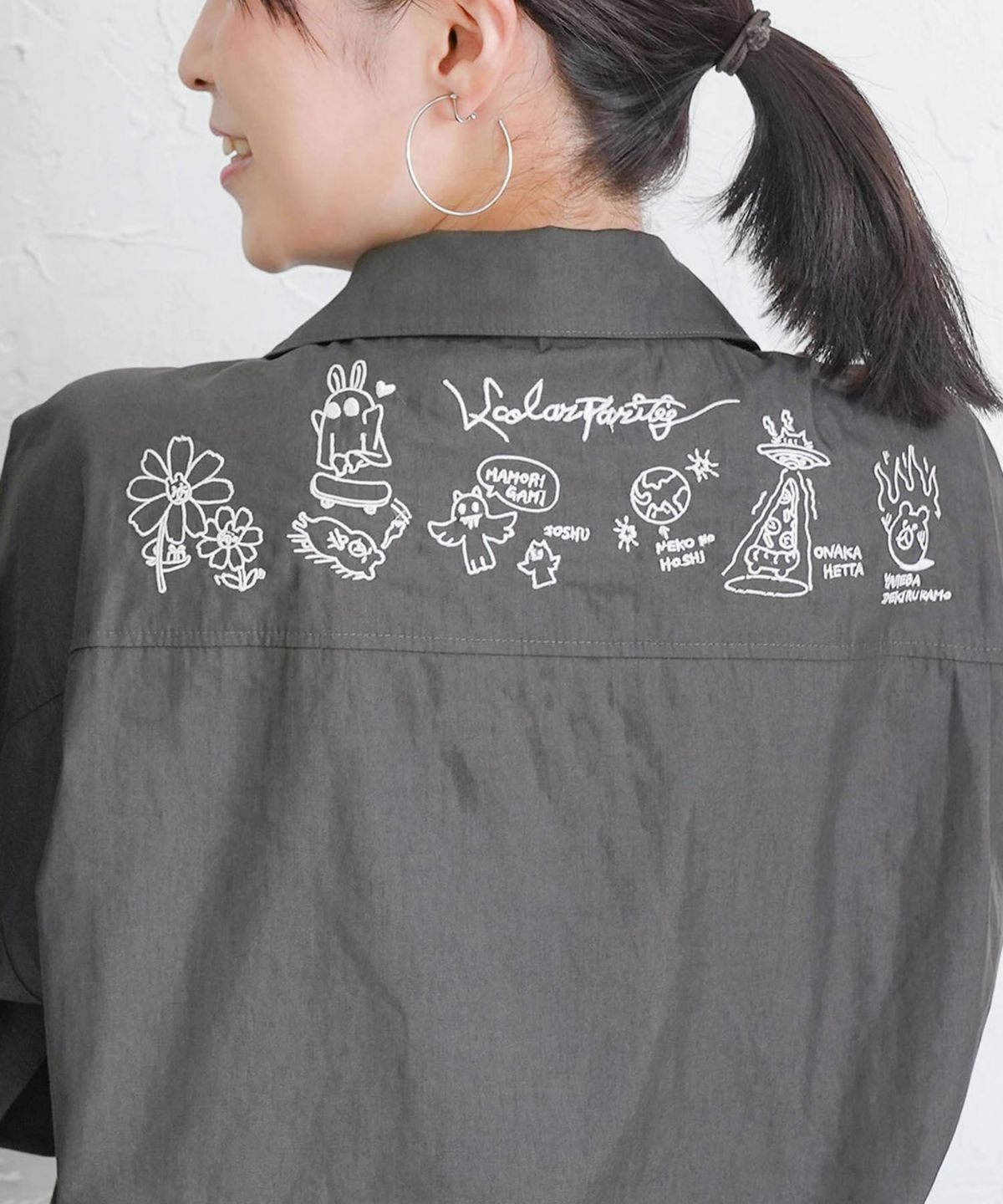 Parityキャラ宇宙刺繍 洗い加工ジャンプスーツ-8