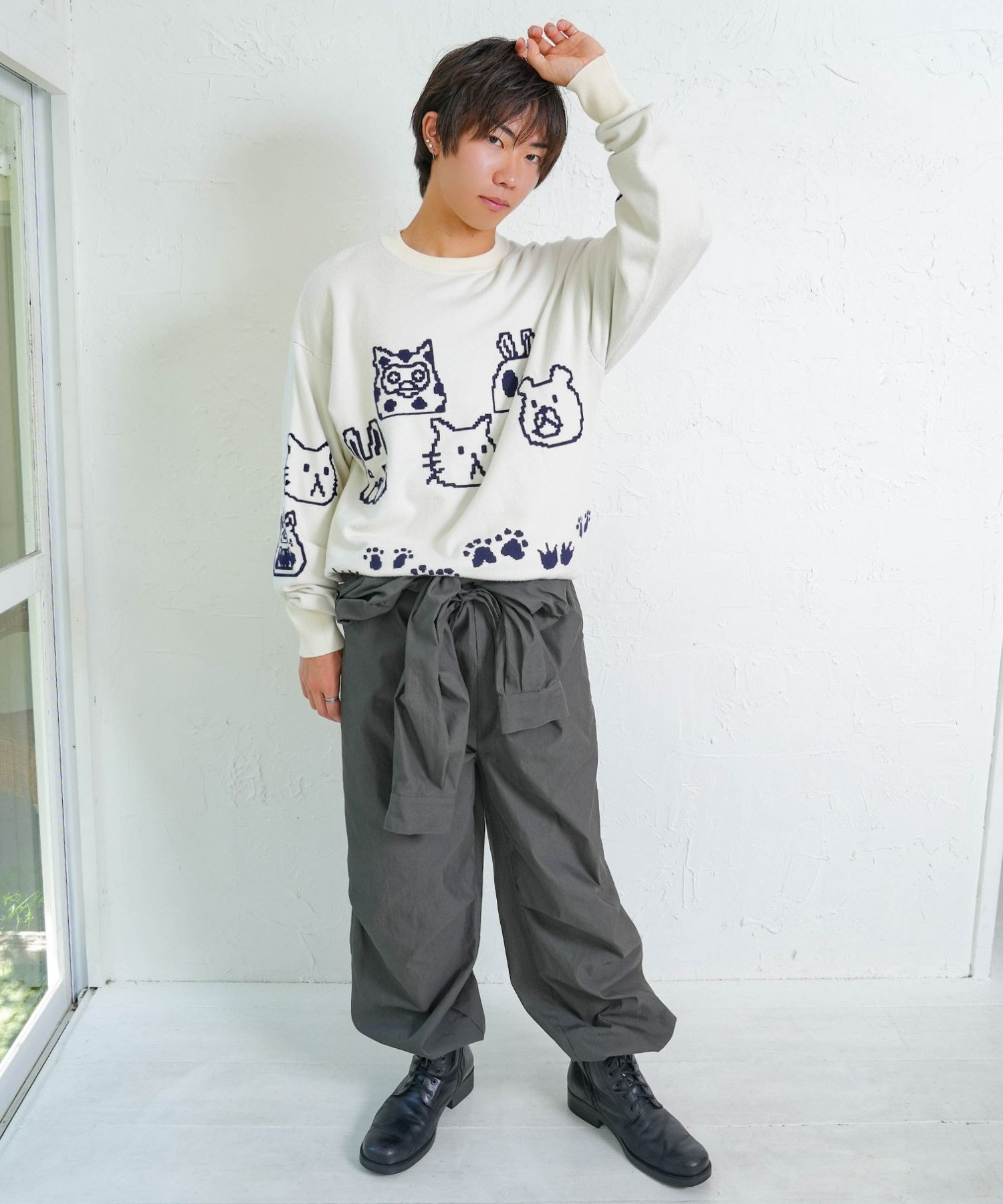 Parityキャラ宇宙刺繍 洗い加工ジャンプスーツ-12