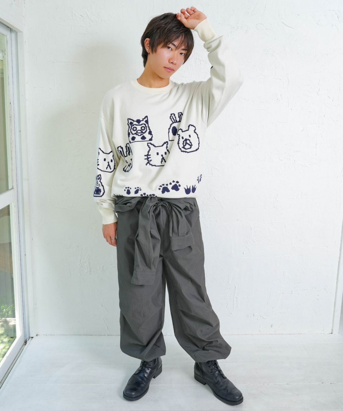 Parityキャラ宇宙刺繍 洗い加工ジャンプスーツ-12