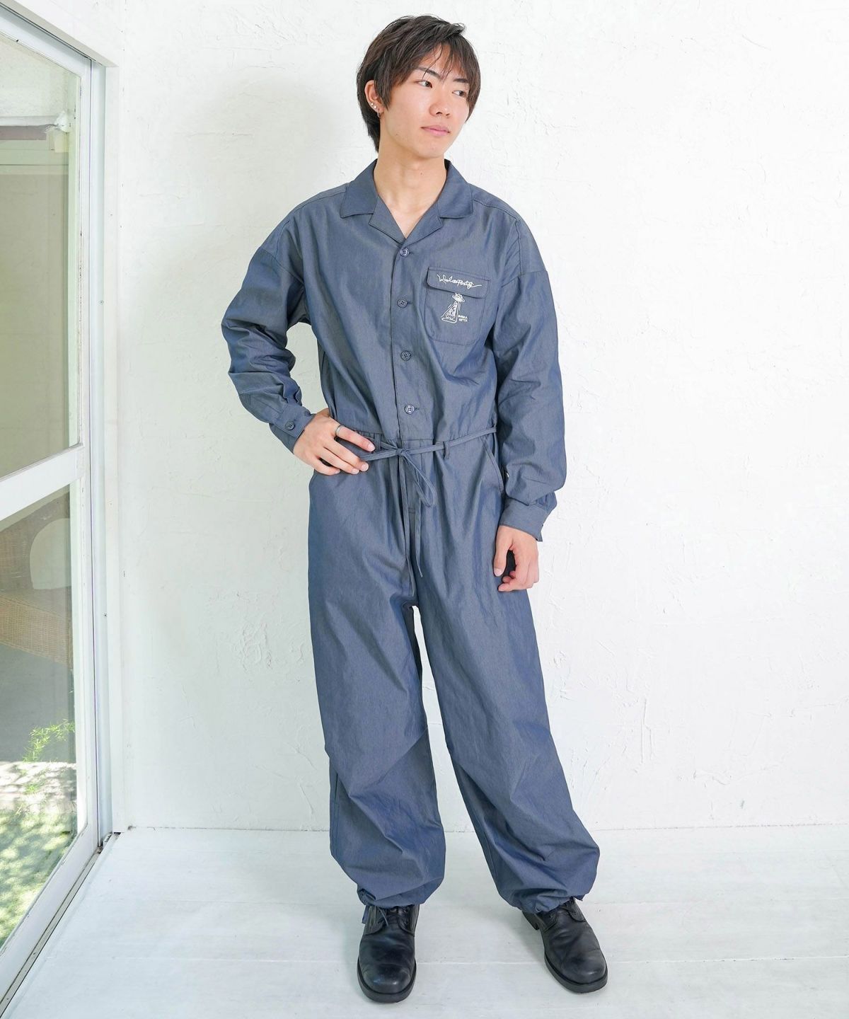 Parityキャラ宇宙刺繍 洗い加工ジャンプスーツ-13