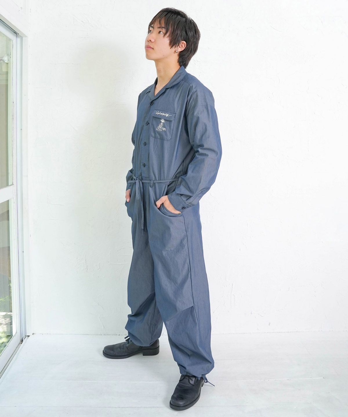 Parityキャラ宇宙刺繍 洗い加工ジャンプスーツ-14