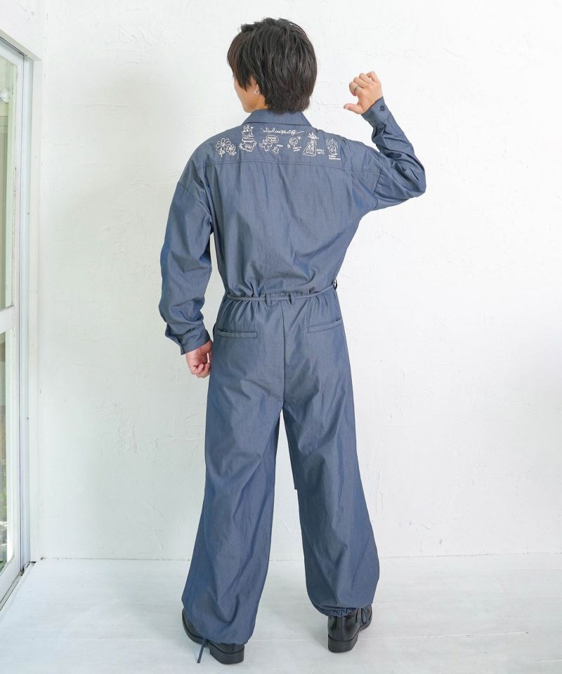 353126：Parityキャラ宇宙刺繍 洗い加工ジャンプスーツの通販-ScoLar