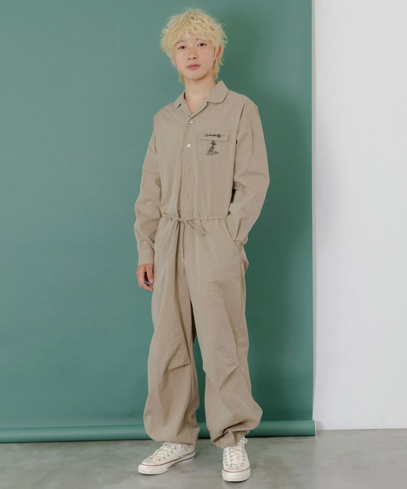 Parityキャラ宇宙刺繍 洗い加工ジャンプスーツ-19