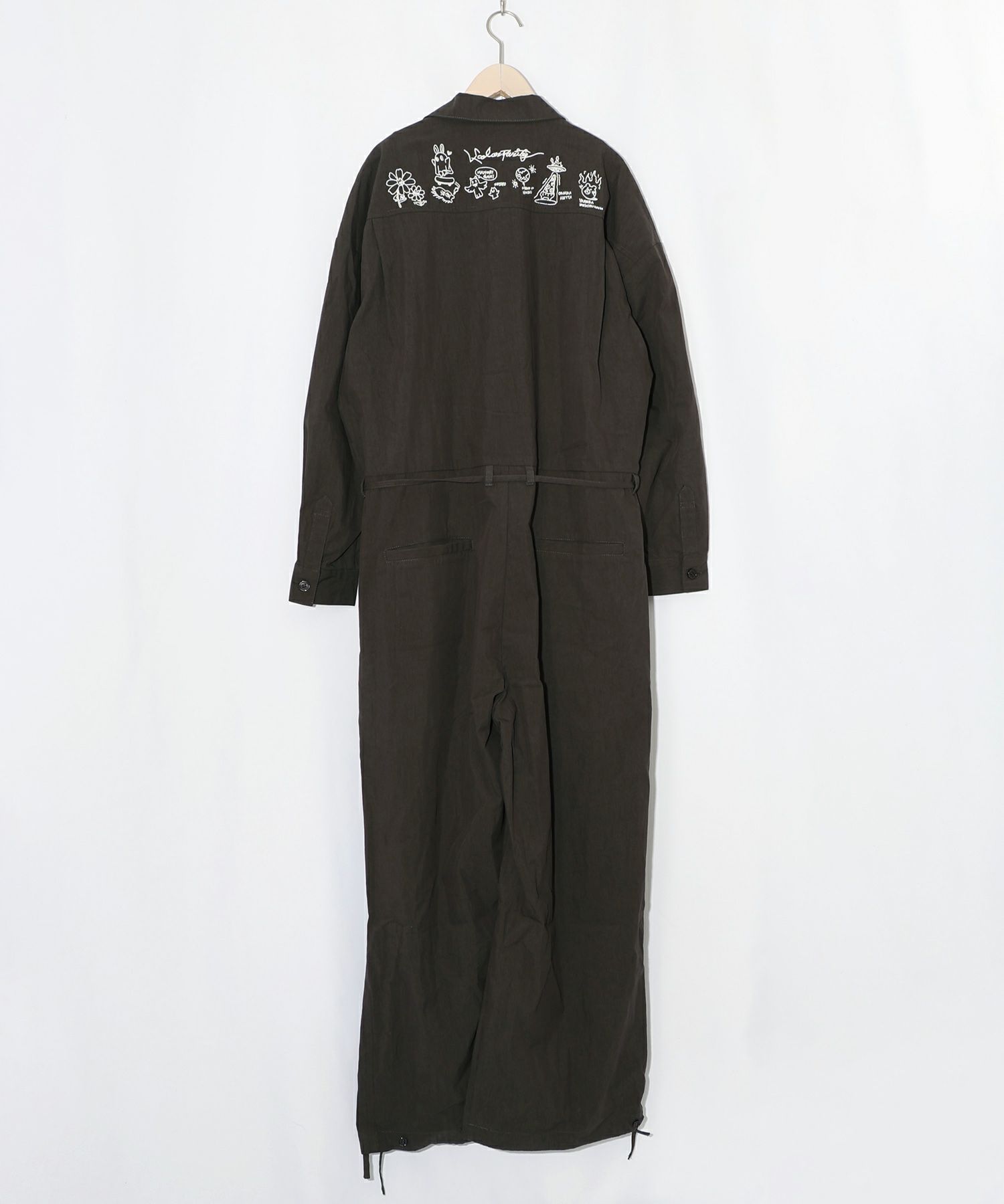 Parityキャラ宇宙刺繍 洗い加工ジャンプスーツ-25