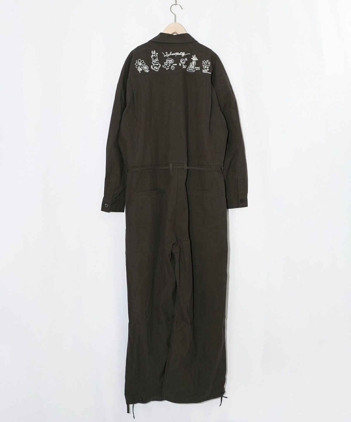 Parityキャラ宇宙刺繍 洗い加工ジャンプスーツ-25