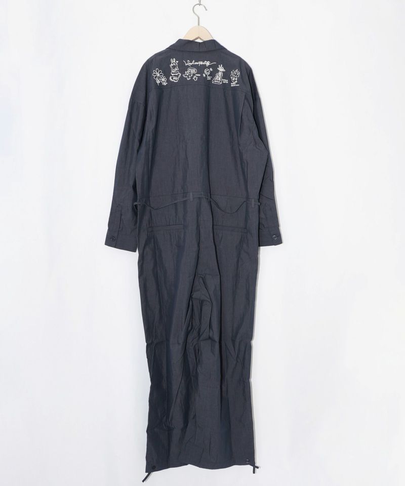 Parityキャラ宇宙刺繍 洗い加工ジャンプスーツ-28