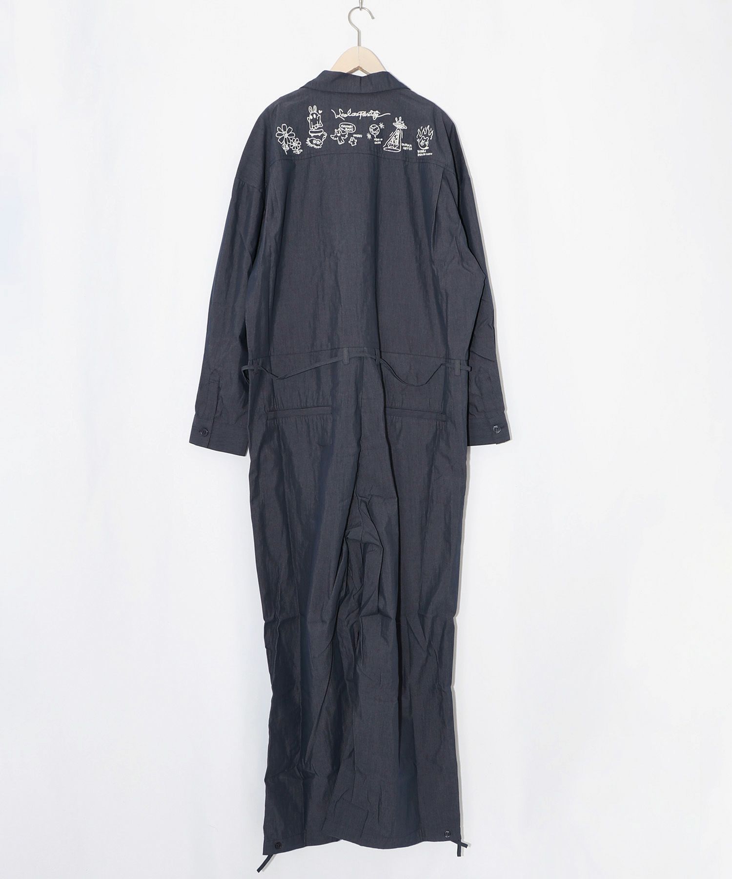 Parityキャラ宇宙刺繍 洗い加工ジャンプスーツ-28