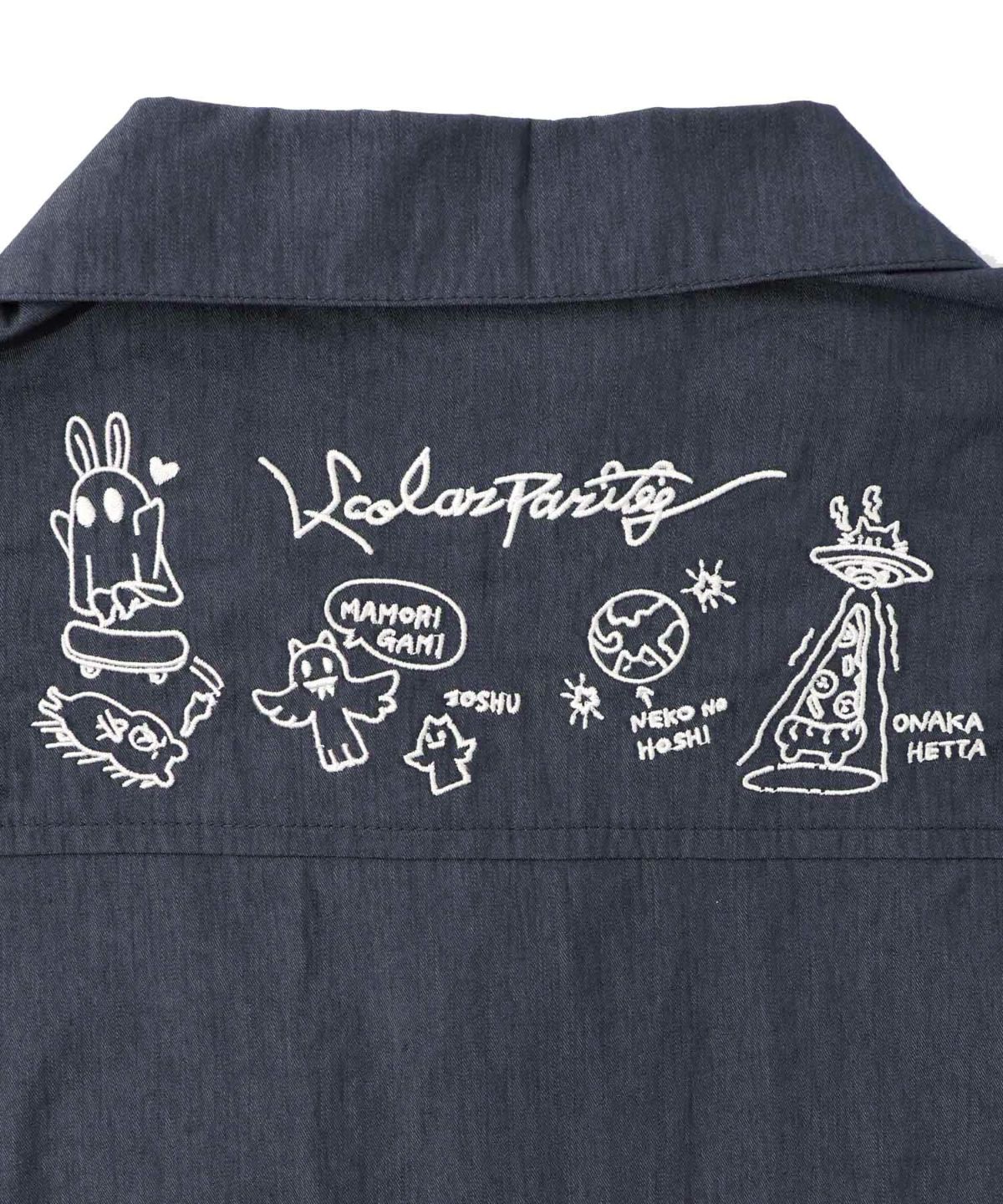 Parityキャラ宇宙刺繍 洗い加工ジャンプスーツ-29