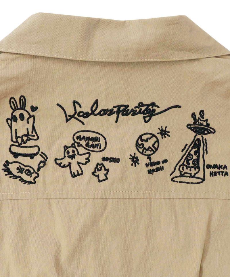 Parityキャラ宇宙刺繍 洗い加工ジャンプスーツ-32