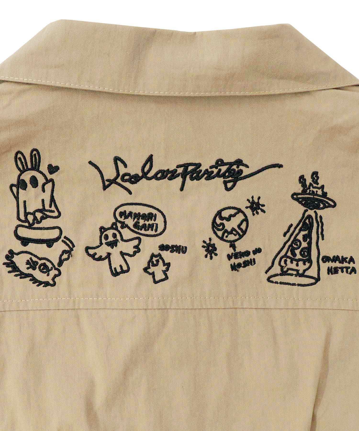 Parityキャラ宇宙刺繍 洗い加工ジャンプスーツ-32