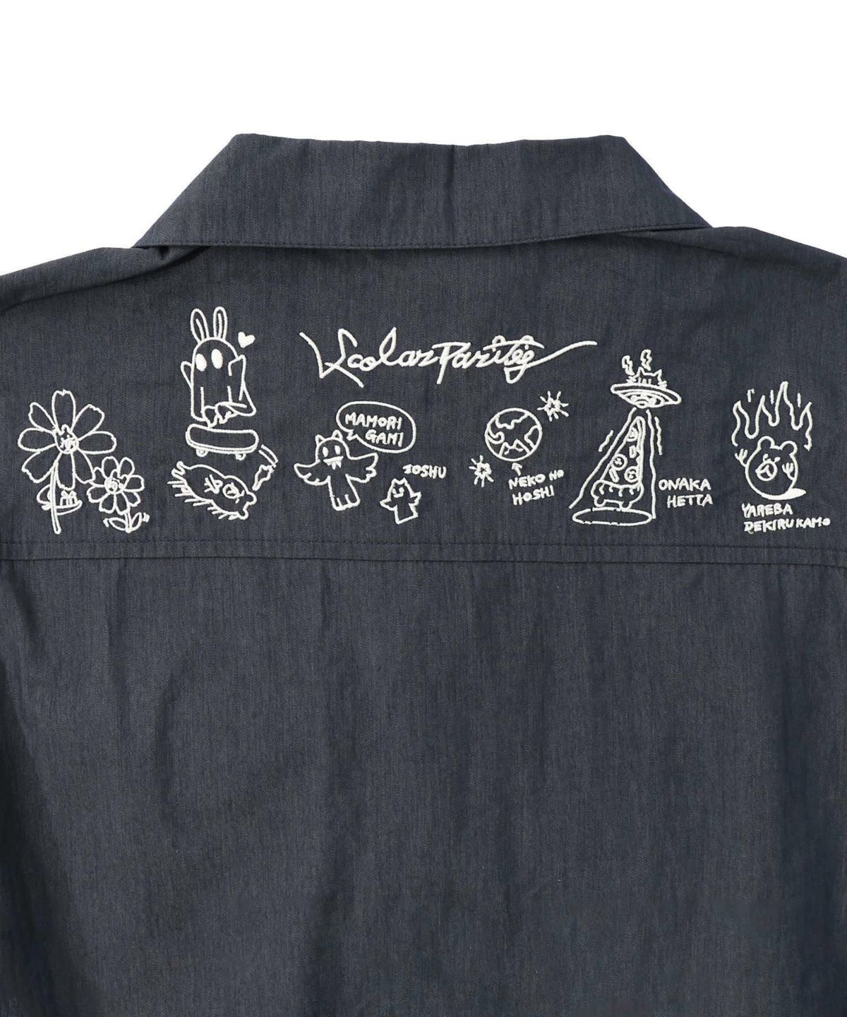 Parityキャラ宇宙刺繍 洗い加工ジャンプスーツ-40