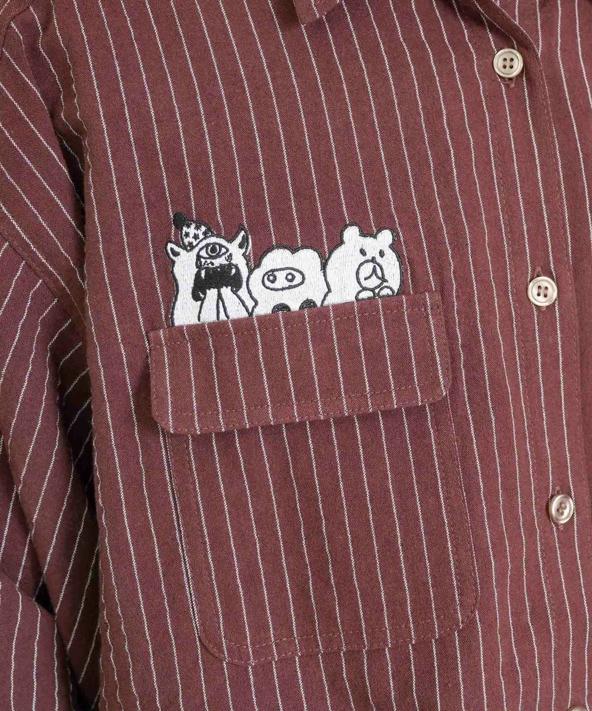 ひょっこりParity刺繍のストライプシャツ-11