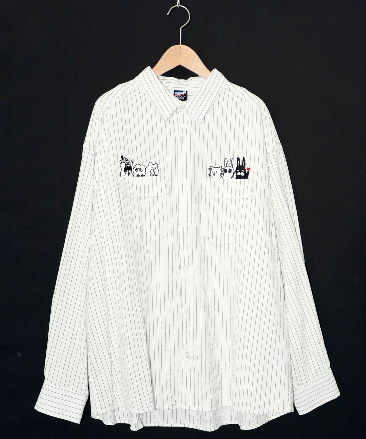 ひょっこりParity刺繍のストライプシャツ-13