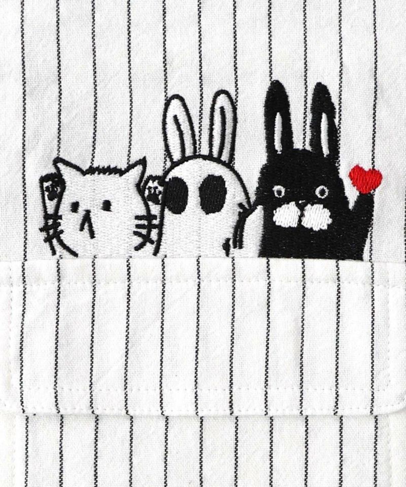 ひょっこりParity刺繍のストライプシャツ-15