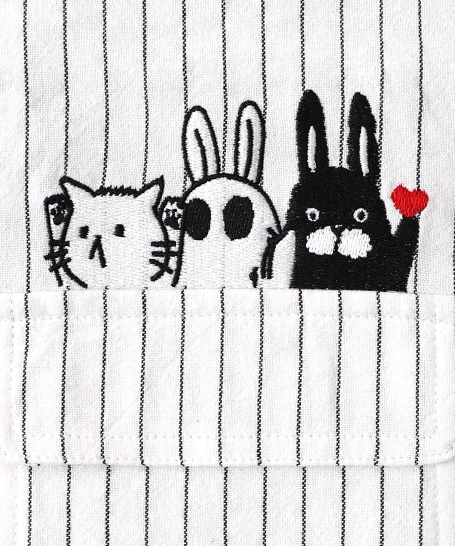 ひょっこりParity刺繍のストライプシャツ-15