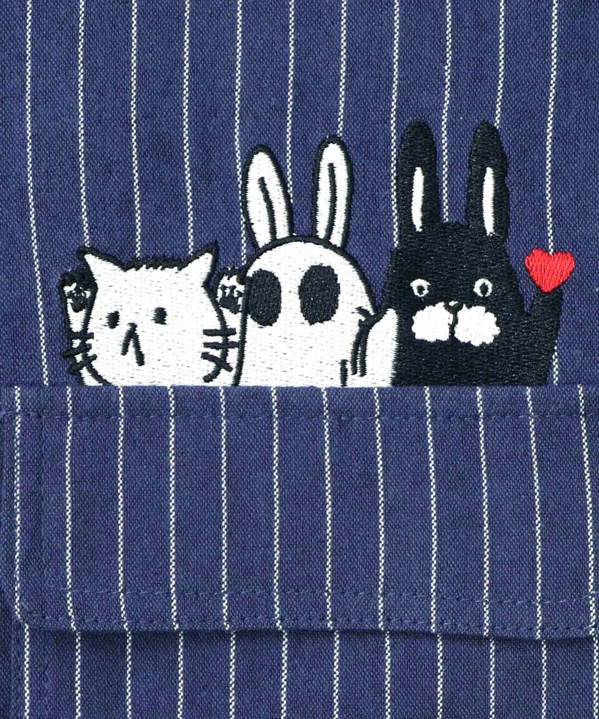 ひょっこりParity刺繍のストライプシャツ-18