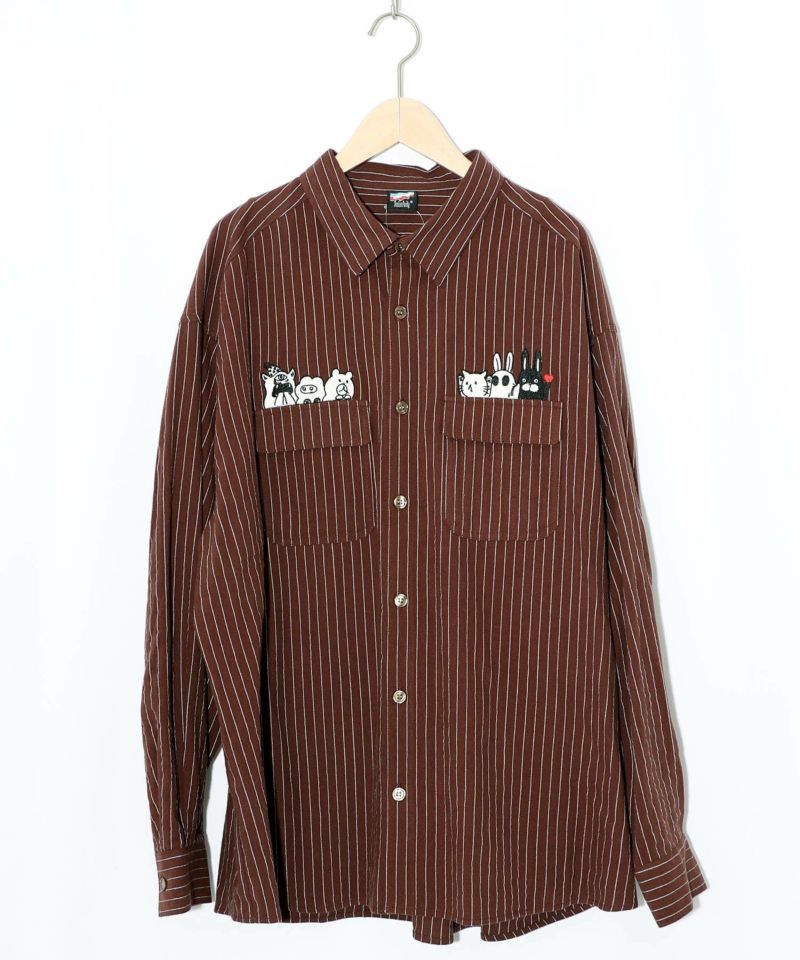 ひょっこりParity刺繍のストライプシャツ-19