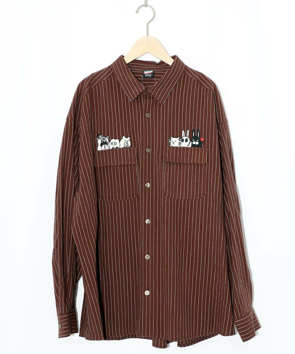 ひょっこりParity刺繍のストライプシャツ-19