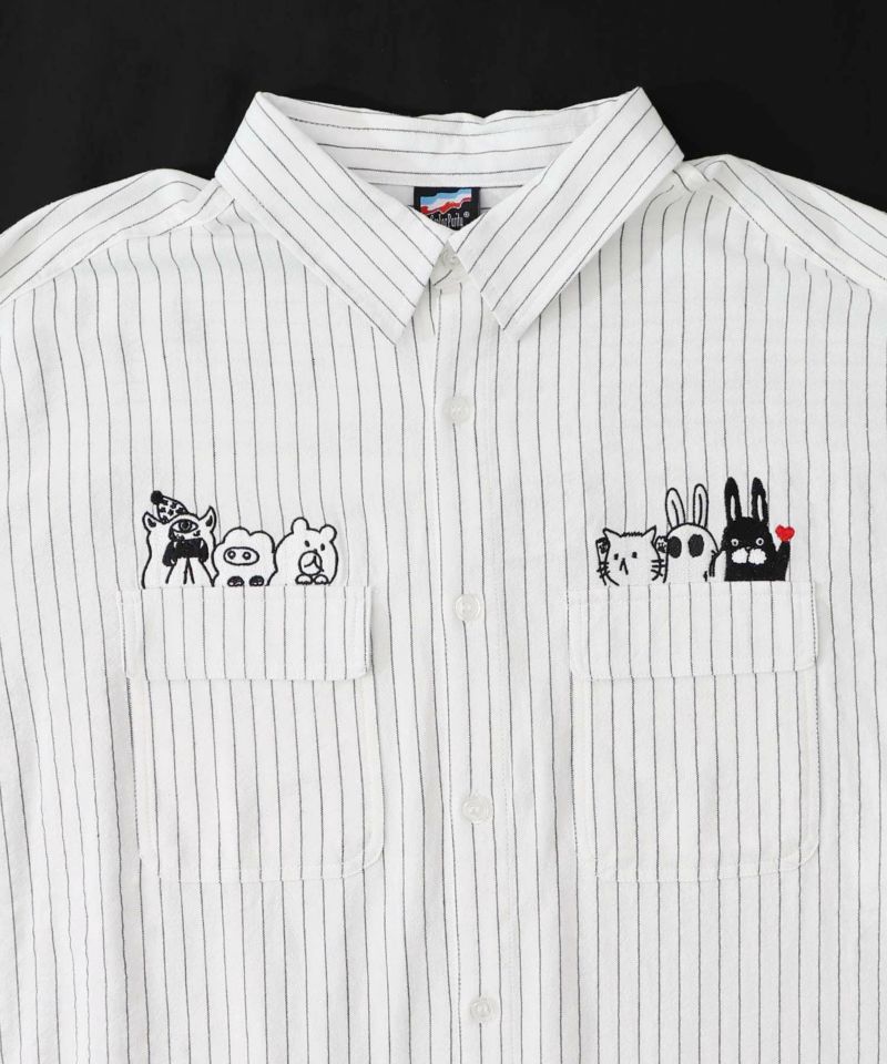 ひょっこりParity刺繍のストライプシャツ-22