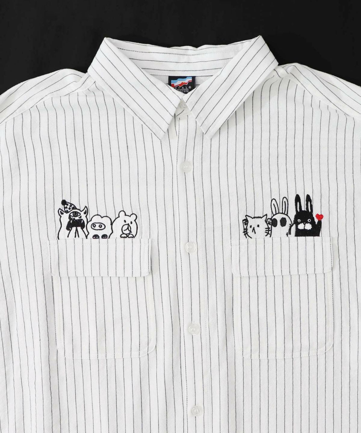 ひょっこりParity刺繍のストライプシャツ-22