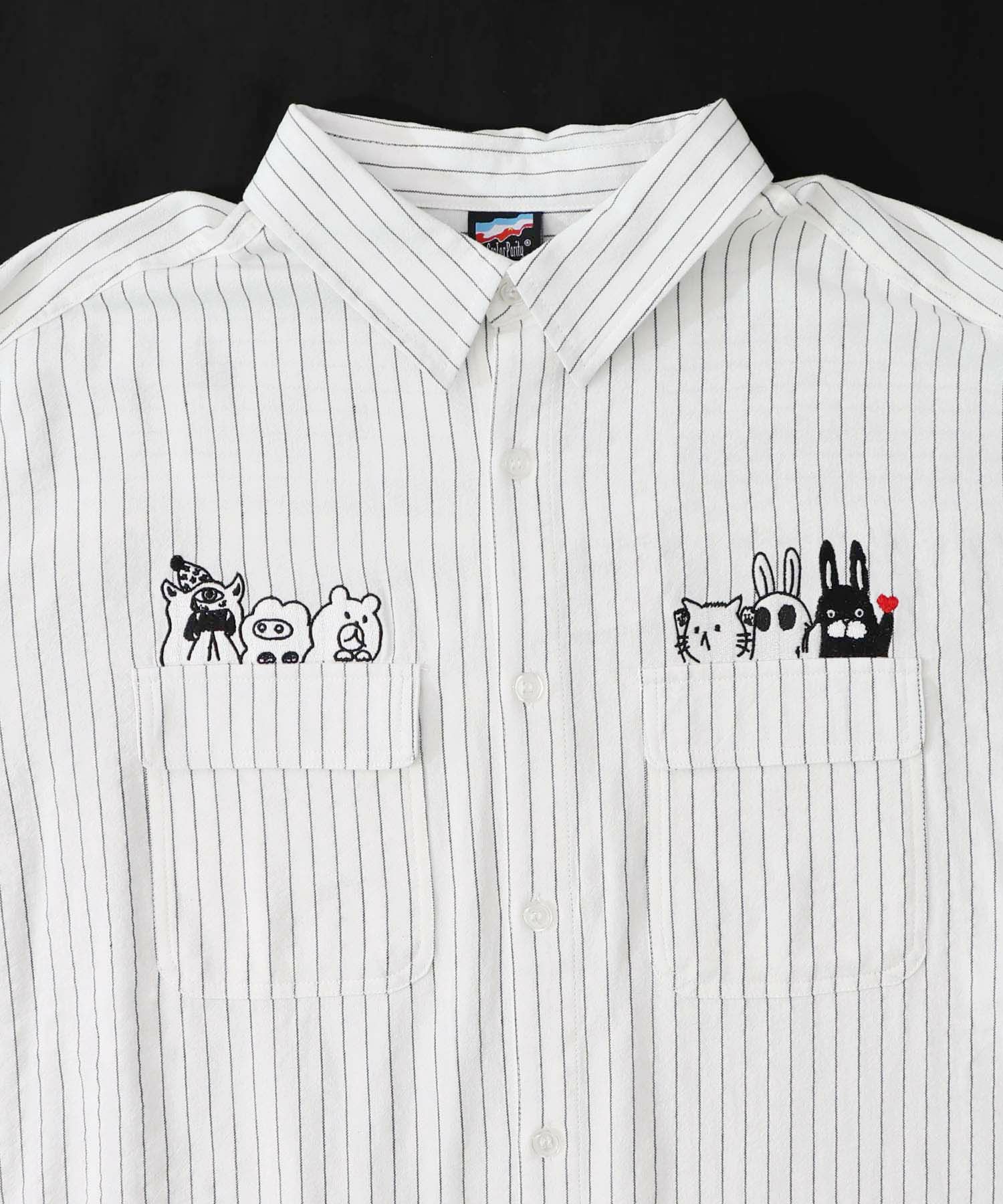 ひょっこりParity刺繍のストライプシャツ-22