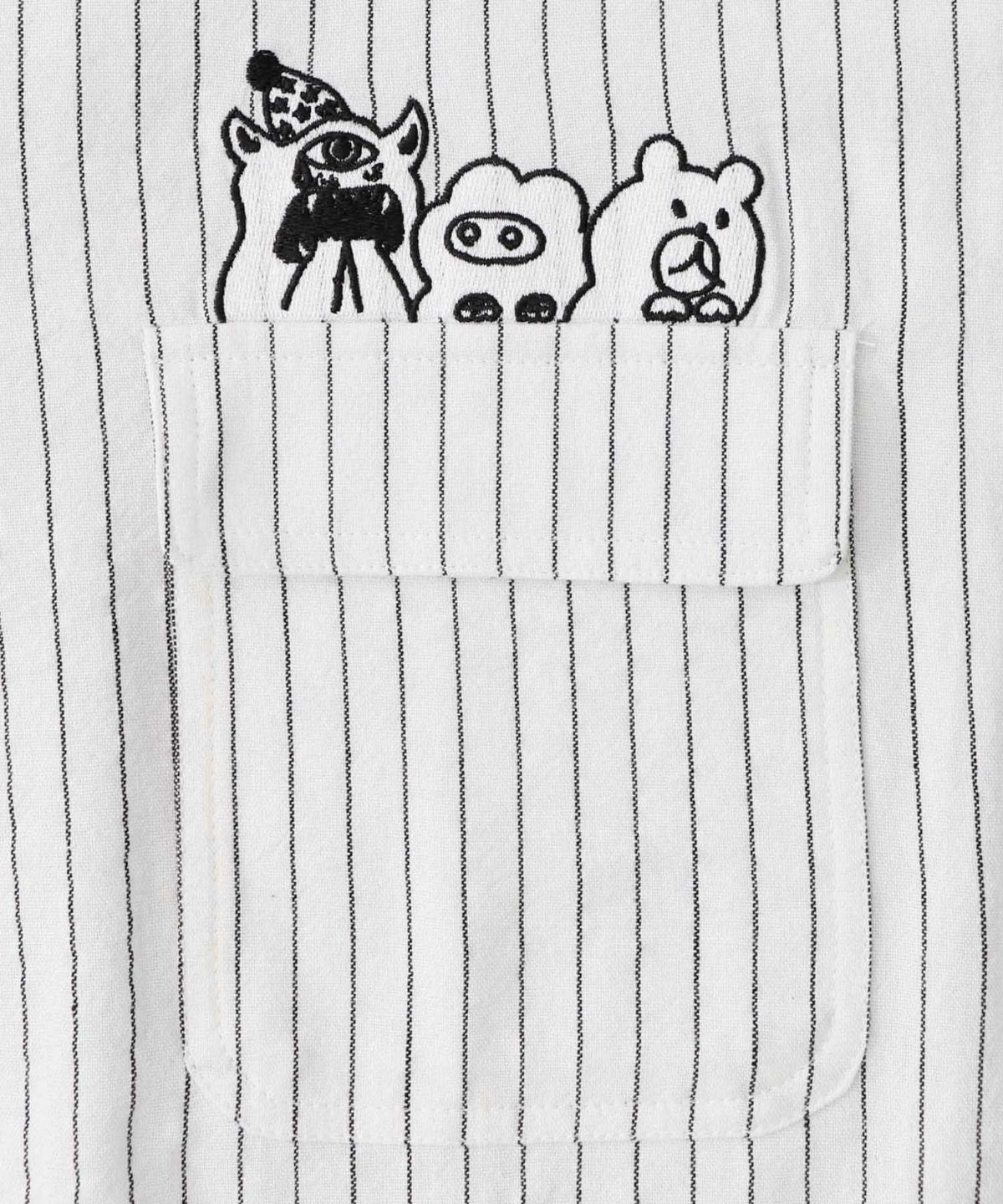 ひょっこりParity刺繍のストライプシャツ-23