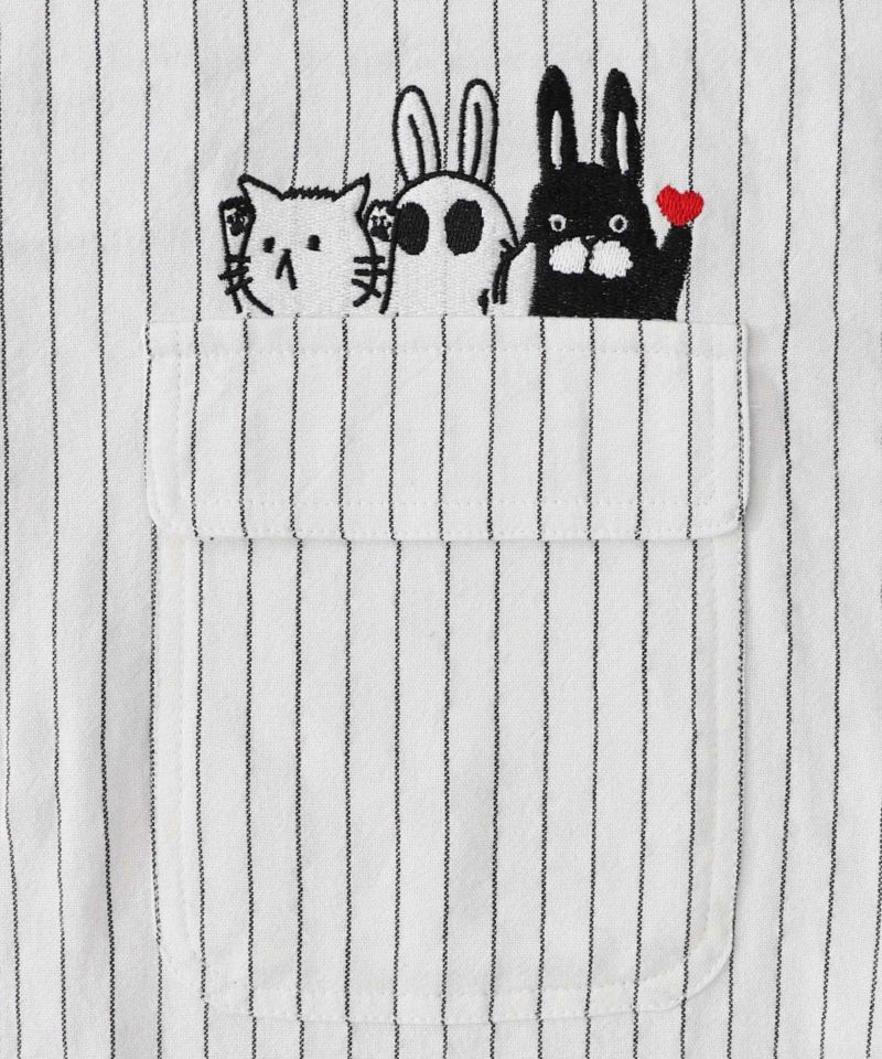 ひょっこりParity刺繍のストライプシャツ-24