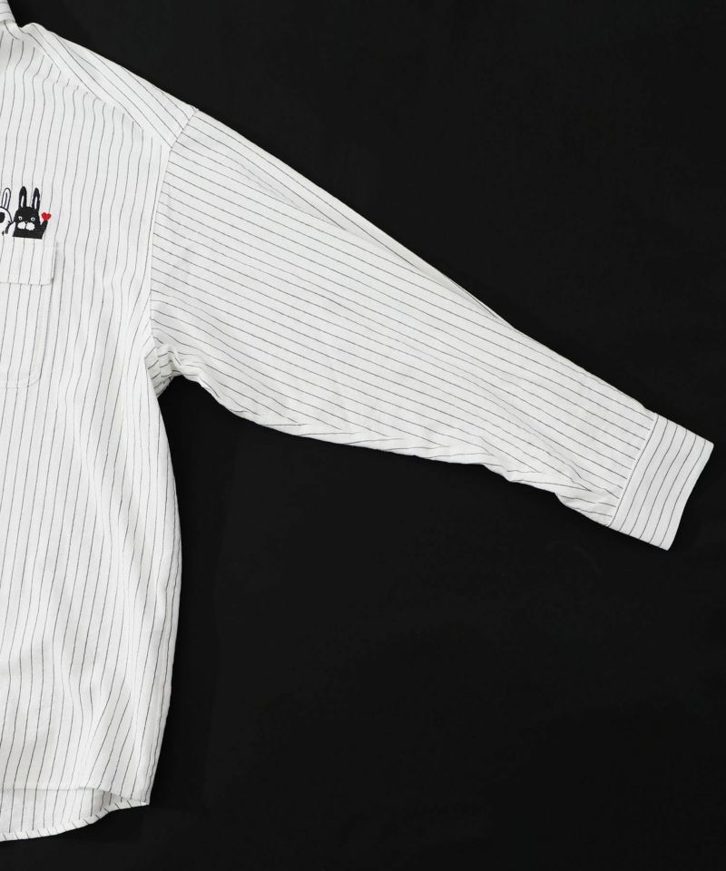 ひょっこりParity刺繍のストライプシャツ-52