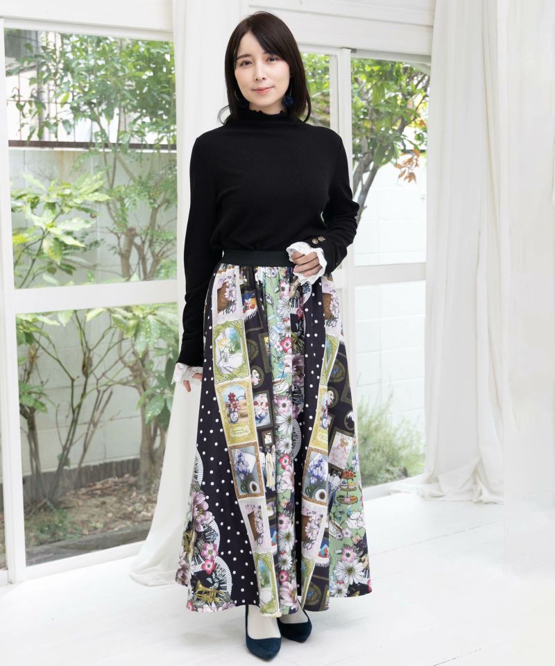 起毛テレコ×レース袖 ニットロンT-2