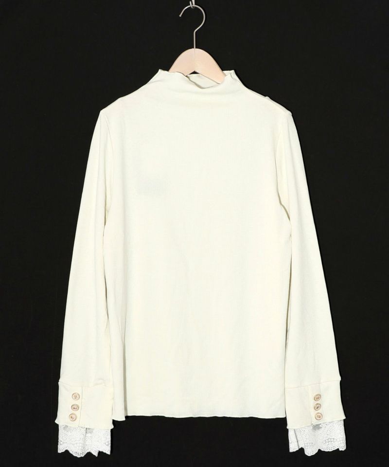 起毛テレコ×レース袖 ニットロンT-8