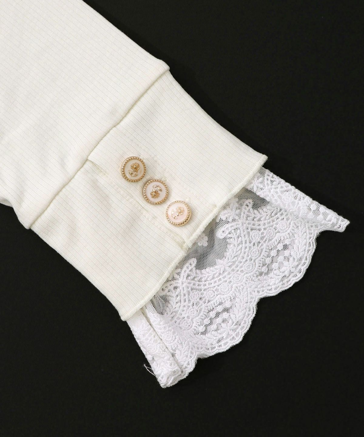 起毛テレコ×レース袖 ニットロンT-9