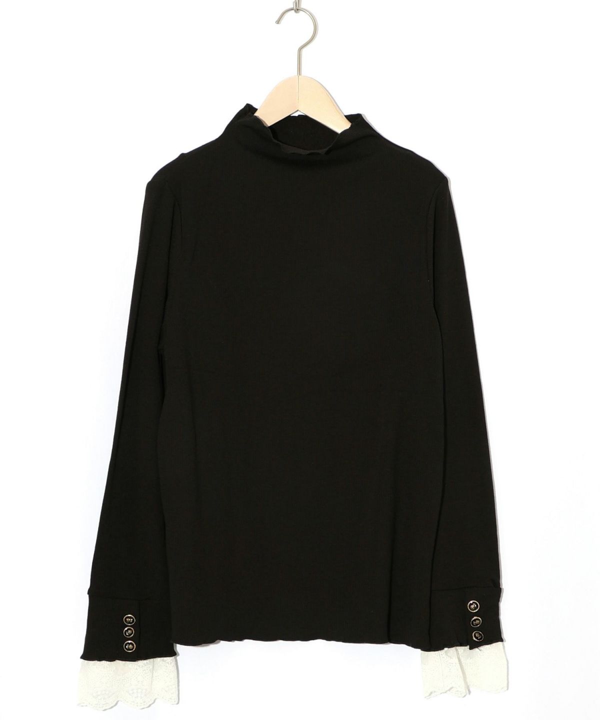 起毛テレコ×レース袖 ニットロンT-10