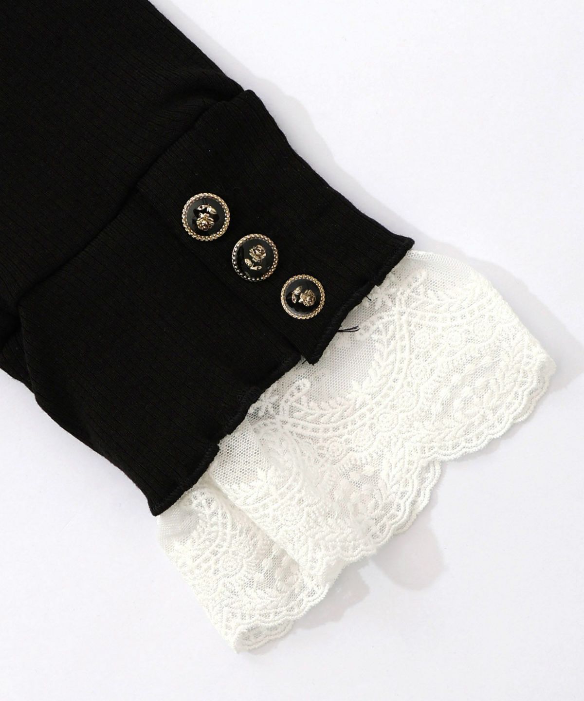 起毛テレコ×レース袖 ニットロンT-11