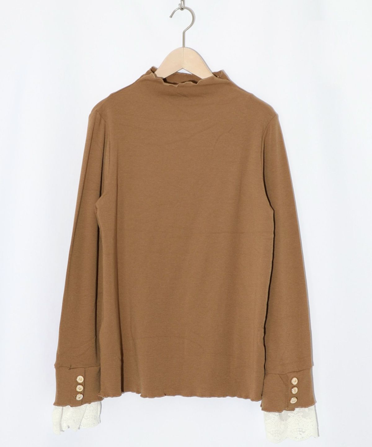 起毛テレコ×レース袖 ニットロンT-12