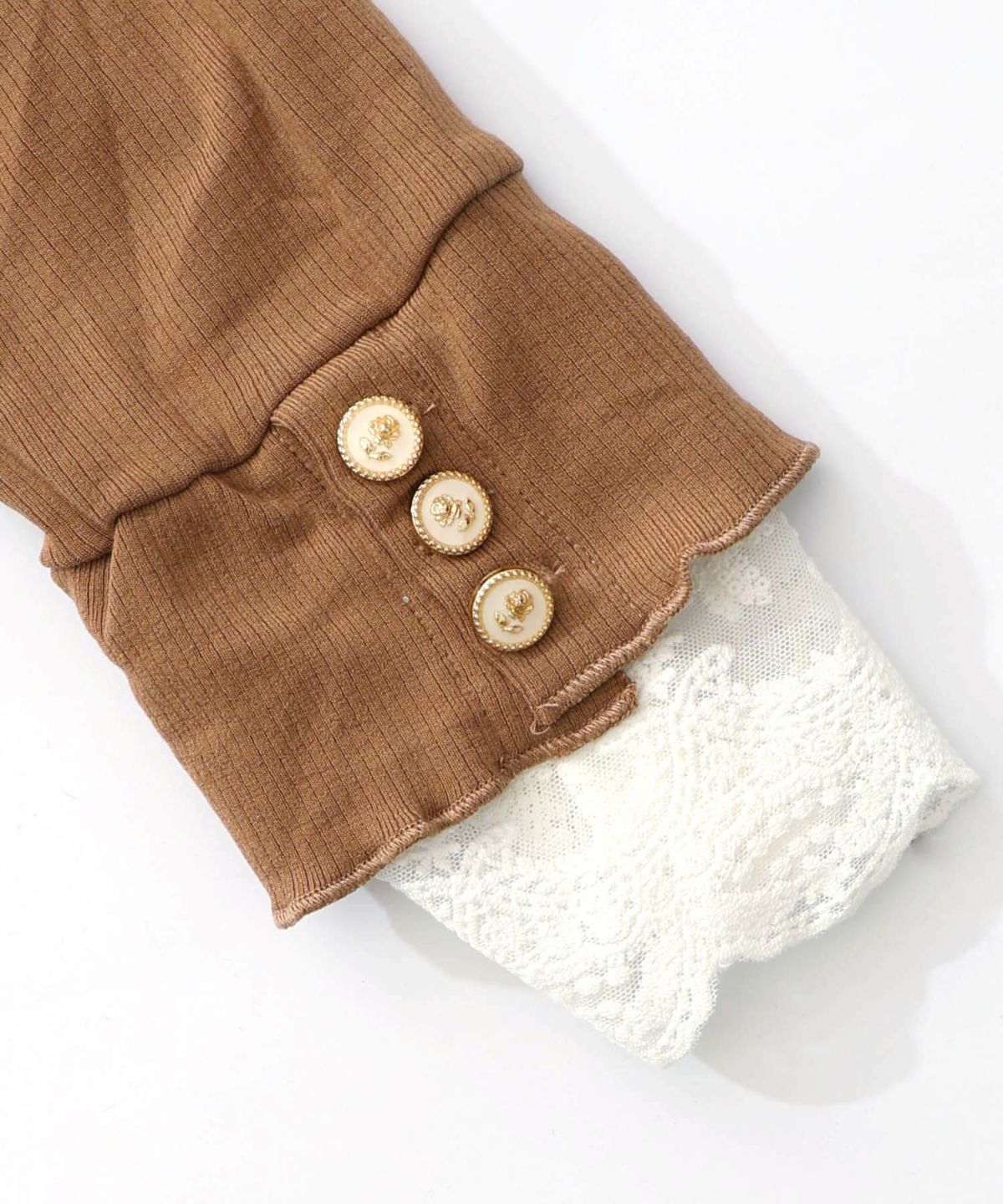 起毛テレコ×レース袖 ニットロンT-13