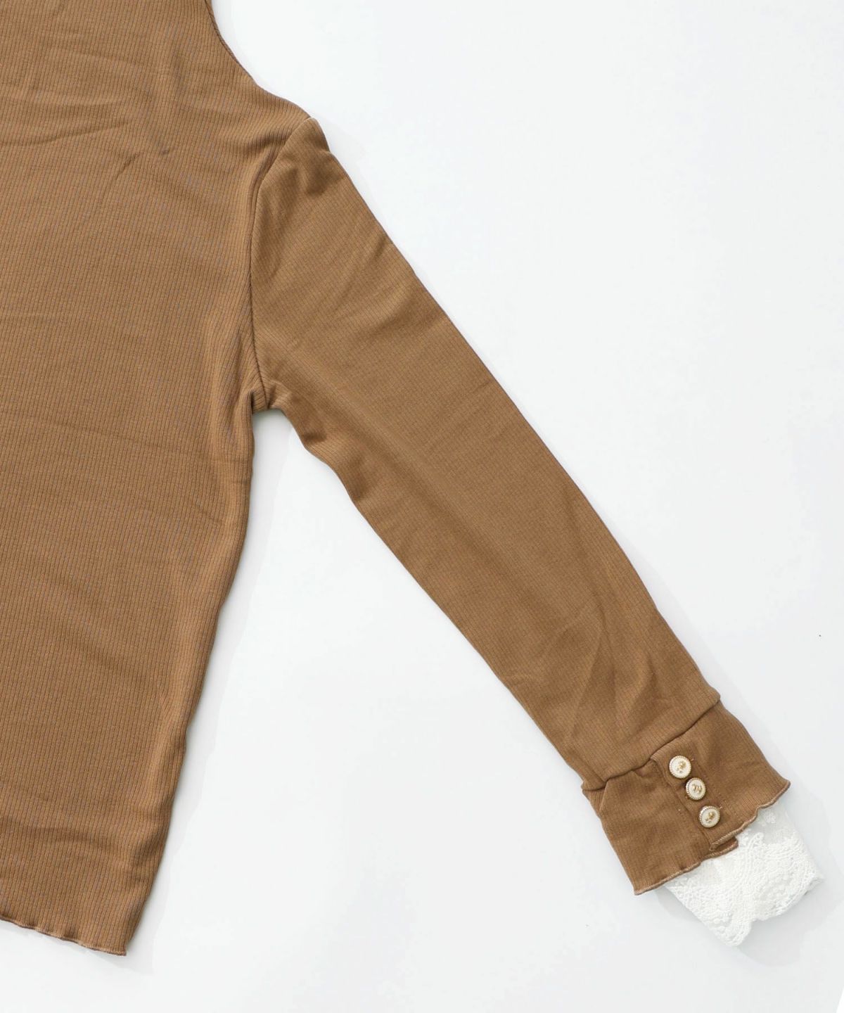 起毛テレコ×レース袖 ニットロンT-15