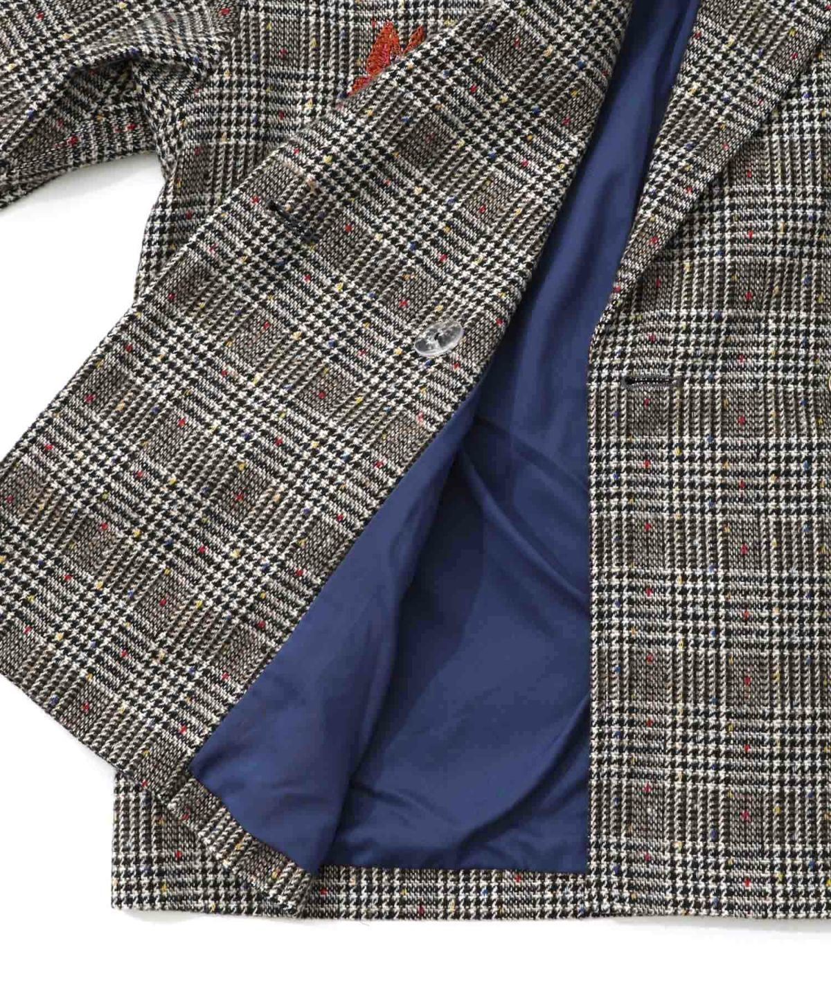 花蝶刺繍のオーバーサイズ チェック柄ジャケット-17