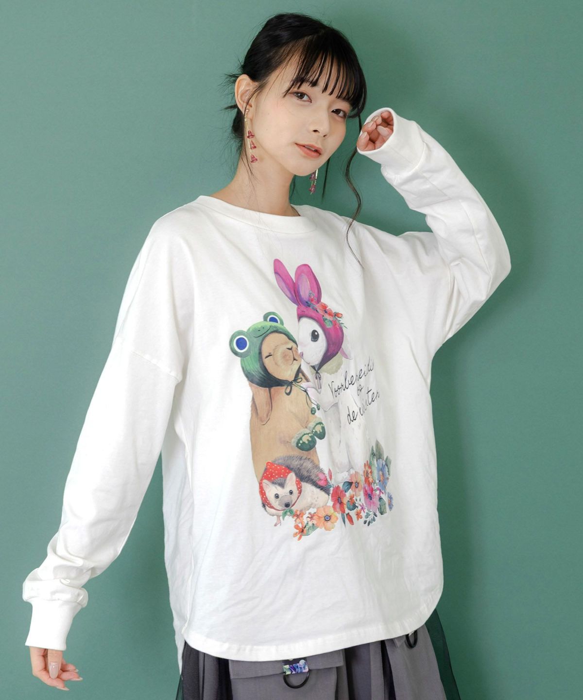 冬支度中アニマルプリントプルオーバー-1