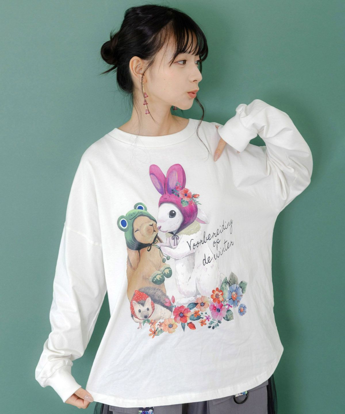 冬支度中アニマルプリントプルオーバー-3